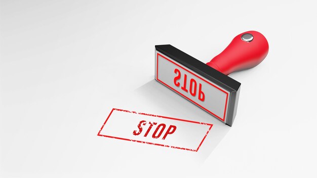 STOP Gummistempel 3D-Rendering