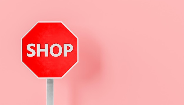 Stop-Schild mit Shop-Aufschrift