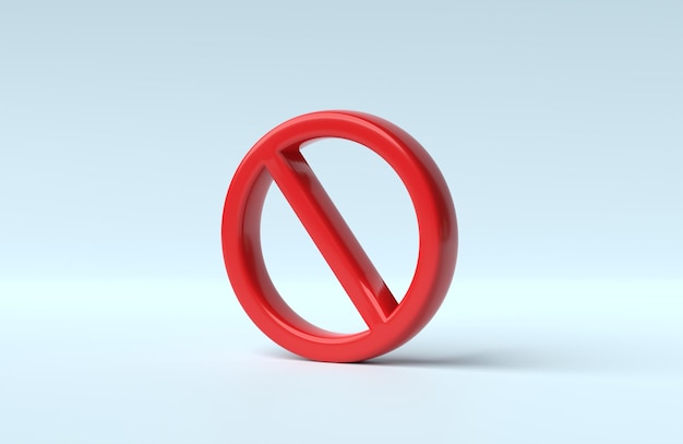 Stop-Schild-Verbot oder verbotenes Symbol auf blauem Pastellhintergrund 3D-Render-3D-Illustration