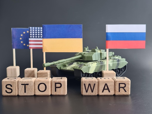 Stoppen Sie den Krieg Ukraine Russland spezielle militärische Operation Nahaufnahme