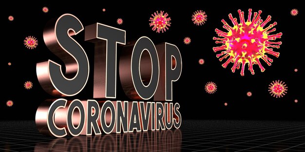 Foto stoppen sie die 3d-illustration des coronavirus covid 19-konzepts