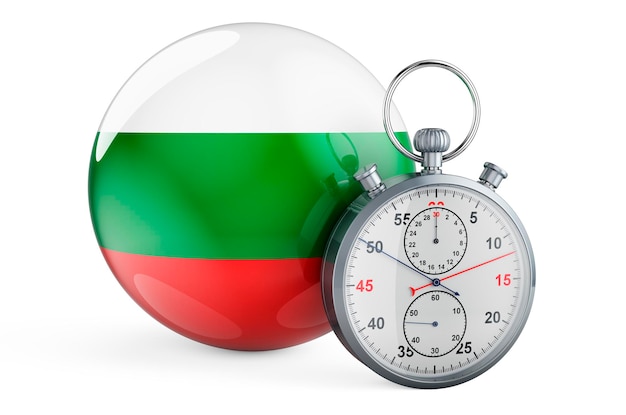 Stoppuhr mit Flagge Bulgariens 3D-Rendering