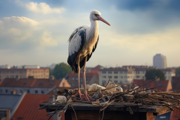 Storch auf dem Dach