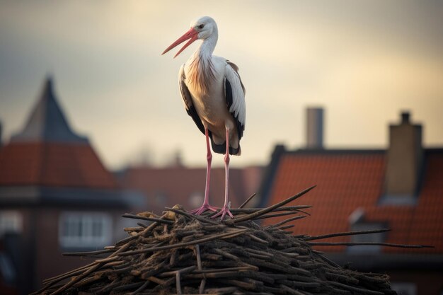 Storch auf dem Dach