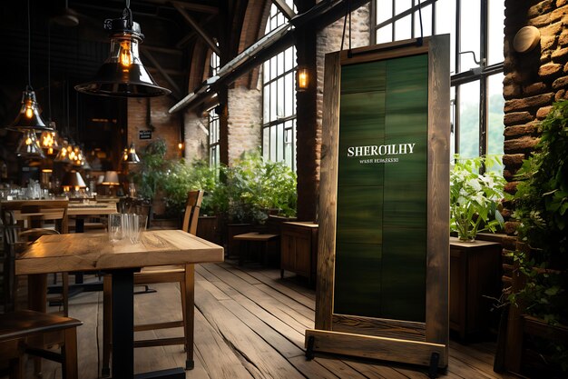 Foto storefront sign vertical wooden plank sign winery rustic brown und green col elegantes design