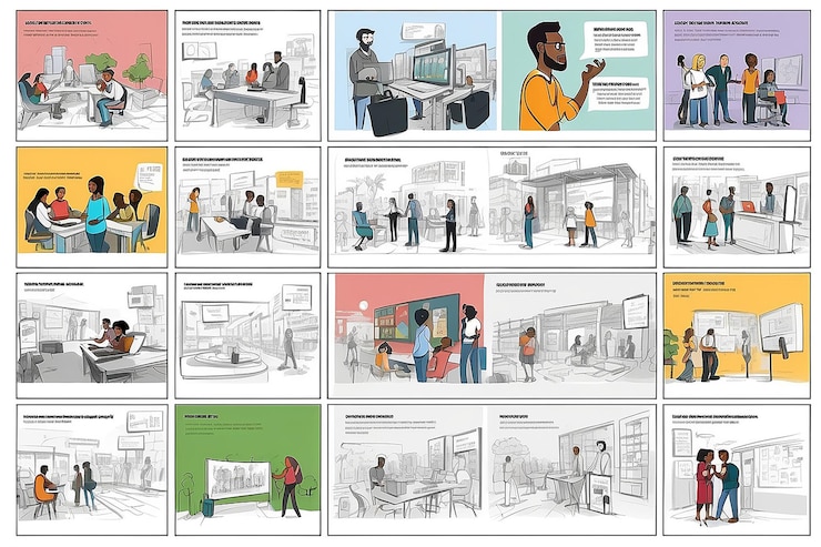 Foto storyboard für eine umfassende digitale marketingkampagne