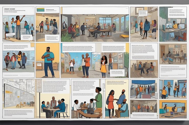 Foto storyboard für eine umfassende digitale marketingkampagne