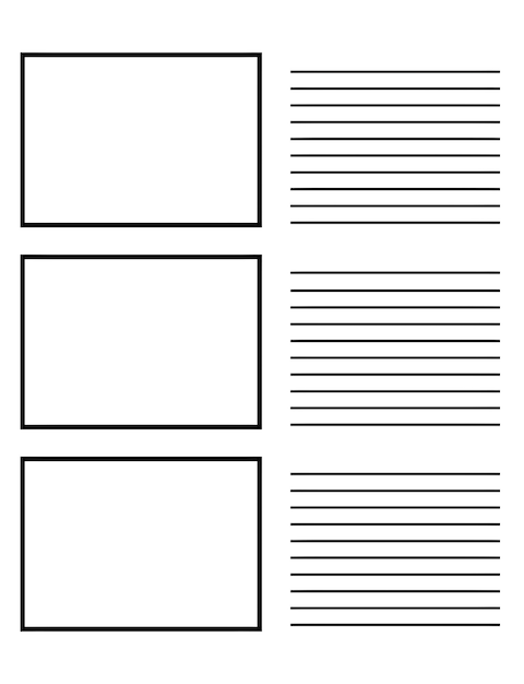 Storyboard-Vorlage Leere Tafeln und Schreibaufforderungen