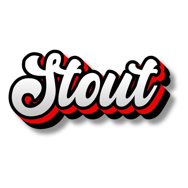 Stout Text 3D Silber Rot Schwarz Weiß Hintergrund Foto JPG