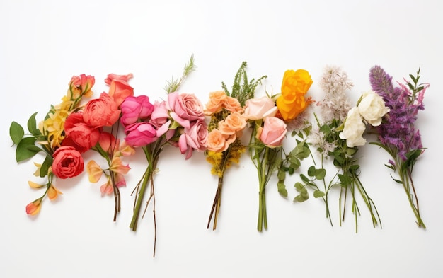 Sträuße aus frisch geschnittenen Blumen in einer anmutigen und kunstvollen Choreografie