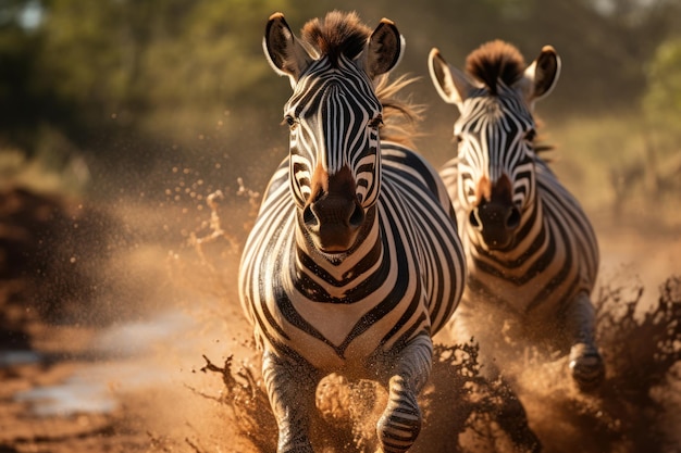 Strahlende Eleganz Ein majestätisches Zebra sonnt sich im sonnengeküssten Feld. Generative KI