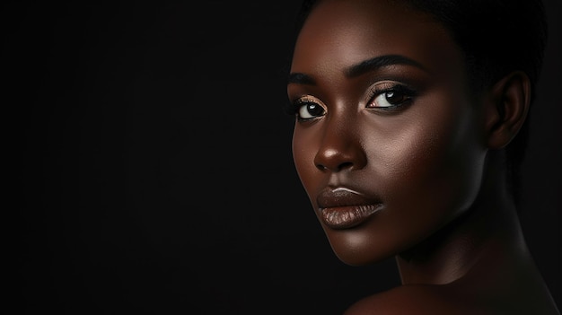 Strahlende Schönheit Schwarze Frau mit Make-up Generative KI