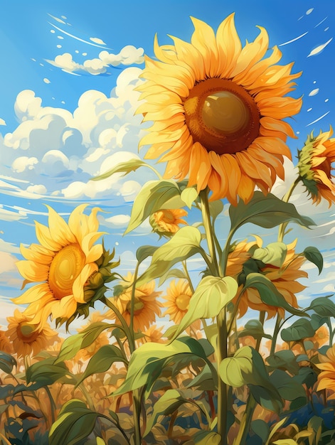 strahlender Sonnenblumenfeldhintergrund