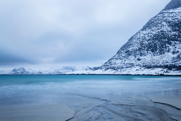 Strand auf den Lofoten im Winter