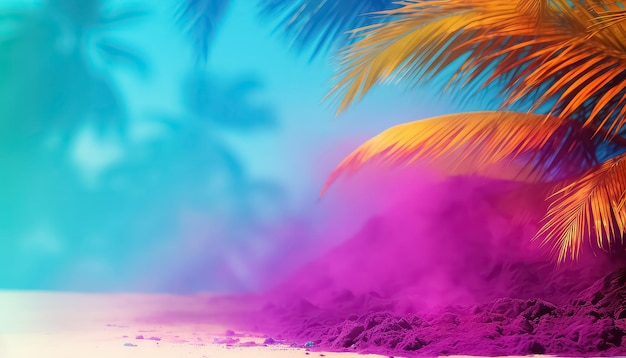 Strand in Goa in Farben glücklich Holi indisches Konzept