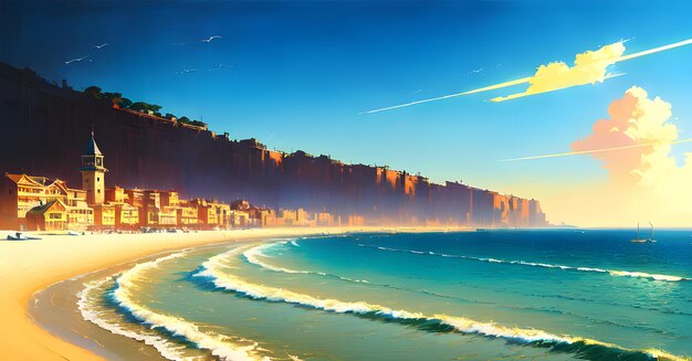 Strand Landschaft Panorama Wandkunst Digital generiertes AI schönes Banner