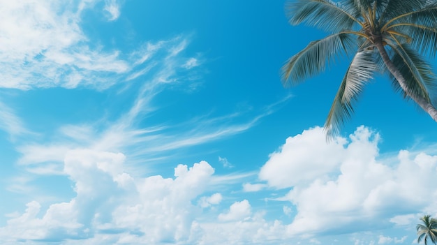 Foto strand mit blauem himmel und weißen wolken abstrakter hintergrund generativ ai