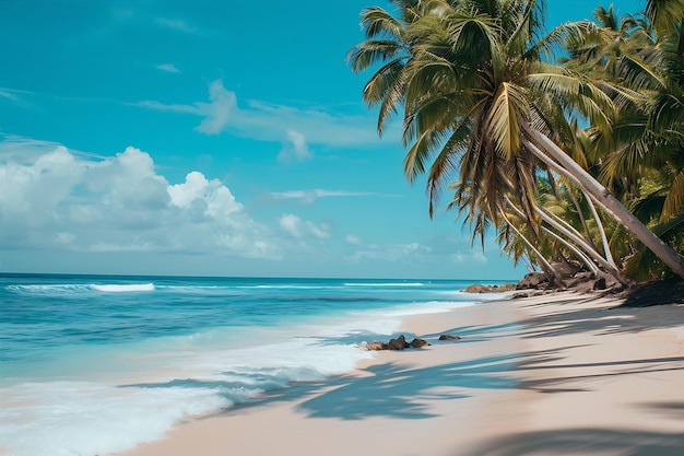 Strand mit Palmen und Blick auf den Ozean