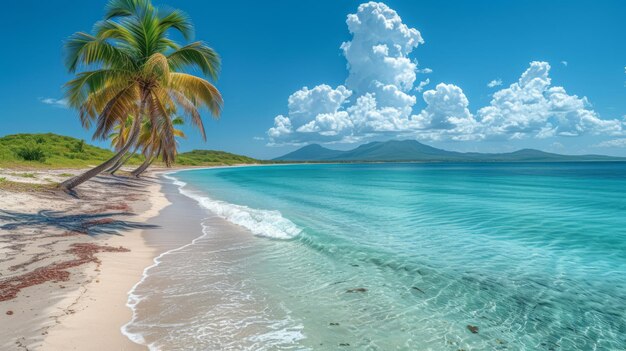 Strand mit Palmen und türkisfarbenem Wasser