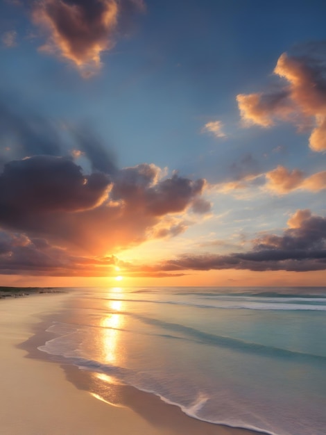 Strand mit Sonnenuntergang in der und der Welt