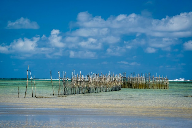 Strand Sao Miguel dos Milagres Alagoas Brasilien Marceneiro Strand mit Fischgehege