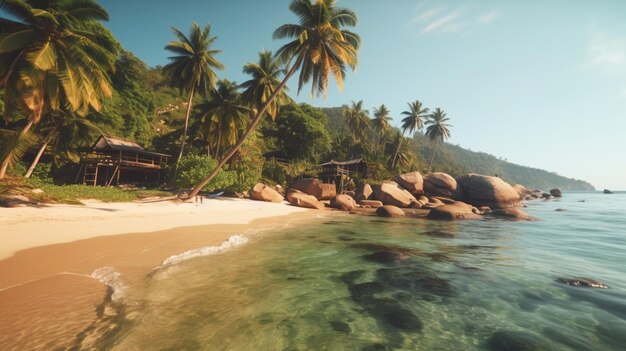 Strand- und Kokospalmen
