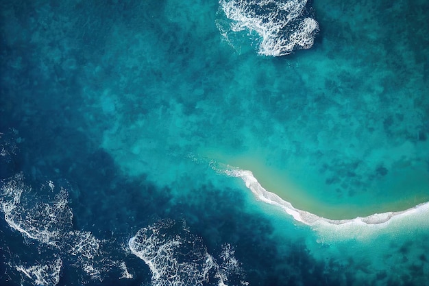 Strand und Wellen von oben Luftaufnahme eines blauen Ozeans Draufsicht auf die Drohne