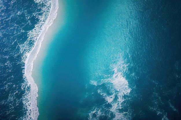 Strand und Wellen von oben Luftaufnahme eines blauen Ozeans Draufsicht auf die Drohne