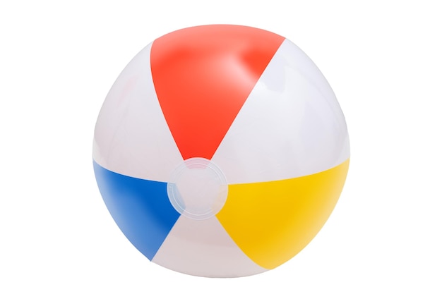 Strandball isoliert auf weißem Hintergrund Sommerferien am Meer Kinderspaß