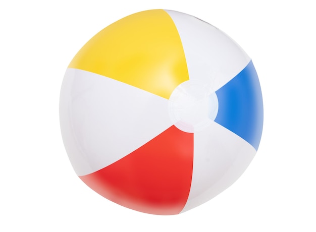 Strandball isoliert auf weißem Hintergrund Sommerferien am Meer Kinderspaß