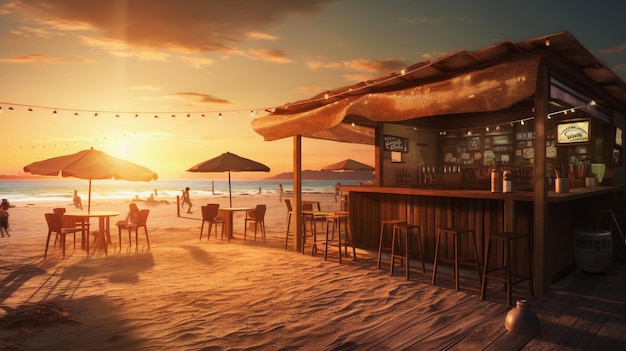 Strandbar in der Sommer-Cocktailbar Generative AI