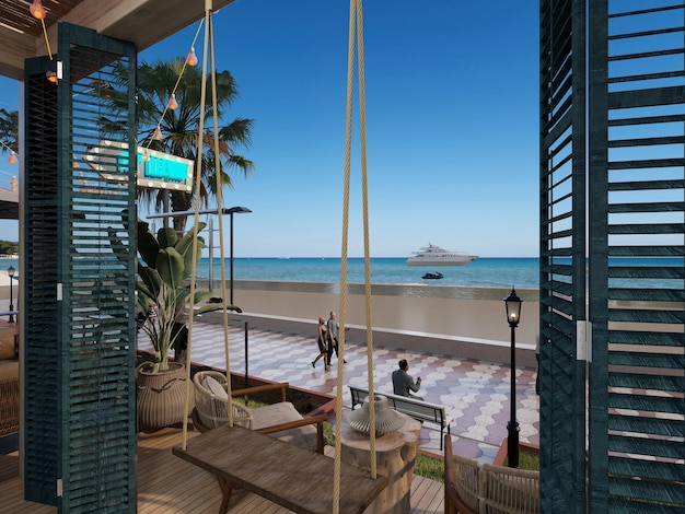 Strandbar mit Boho-Stil im Mittelmeer