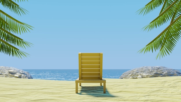 Strandkorb genießen den Strand 3d render Sommer tropischen Hintergrund