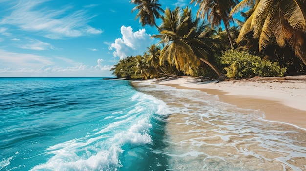 Strandlandschaft mit Sand und Kokospalmen