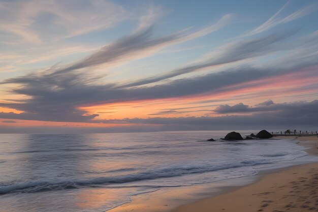 Foto strandszene kurz vor sonnenaufgang