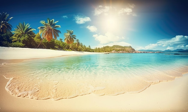 Strandszene mit einer Palme und der sonnengenerativen KI