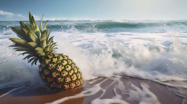 Strandszene mit einer üppigen generativen Ananas-KI