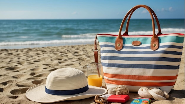 Strandtasche am Sandstrand