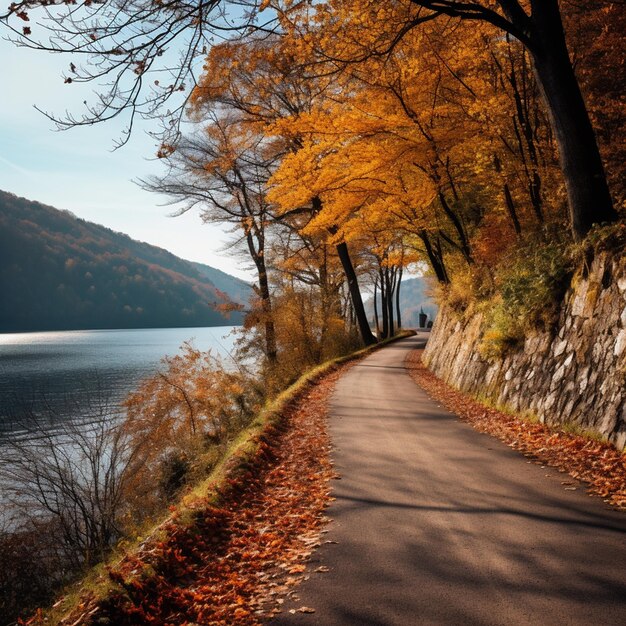 Foto straße am rhein im herbst