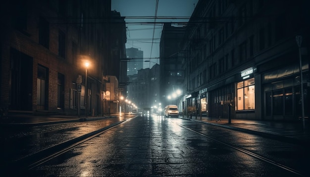 Straße in der Nacht Nacht Stadt Straße Nacht in der Stadt generative KI