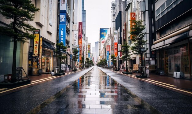 Foto straße in der stadt nach dem regen