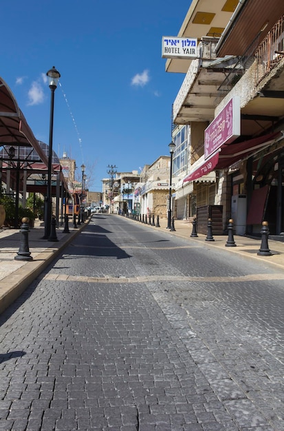 Straße in der Stadt Safed, mit Steinen belegt