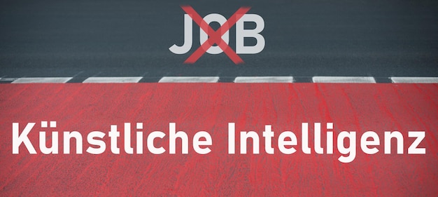 Straße mit dem Wort Job kreuzte künstliche Intelligenz, deutsche Sprachtechnologie im Wettbewerb