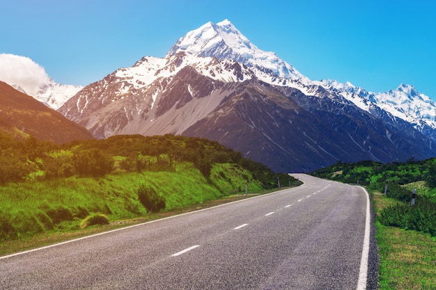 Straße nach Mt Cook, Neuseeland.