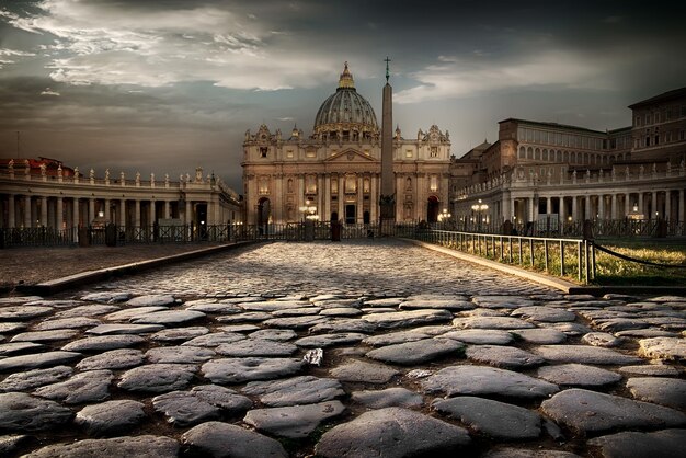 Straße zur Vatikan-Kathedrale in der Dämmerung, Italien