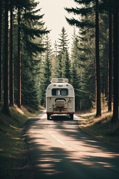 Foto straßenabenteuer auf einem wohnmobil eine exotische art der erholung im freien generative ki