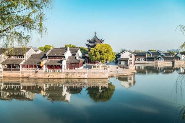 Straßenansicht der alten Gebäude in der antiken Stadt Suzhou