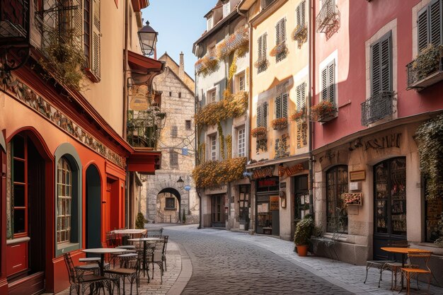 Straßenansicht und Gebäude in der Altstadt von Lyon Vieux Lyon