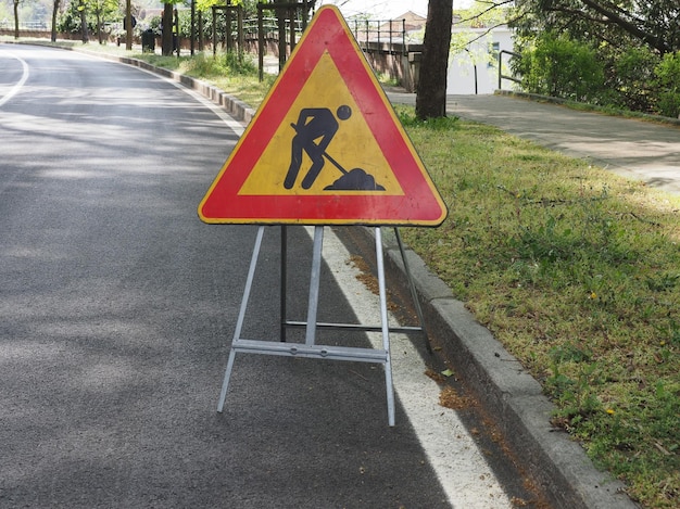 Straßenbauschild mit Kopierraum