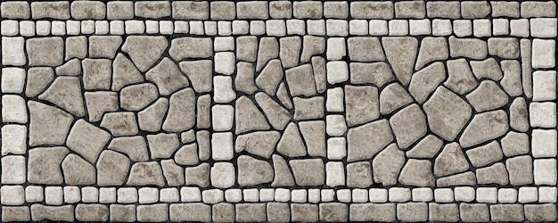Foto straßenbürgersteig aus steinen. mosaik mit natursteinstruktur.